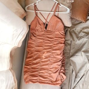 Brand New Rose gold blush shiny/sparkly dress (M) not glitter (no mess)